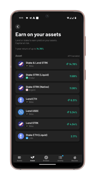 Vesu integration into Argent Invest